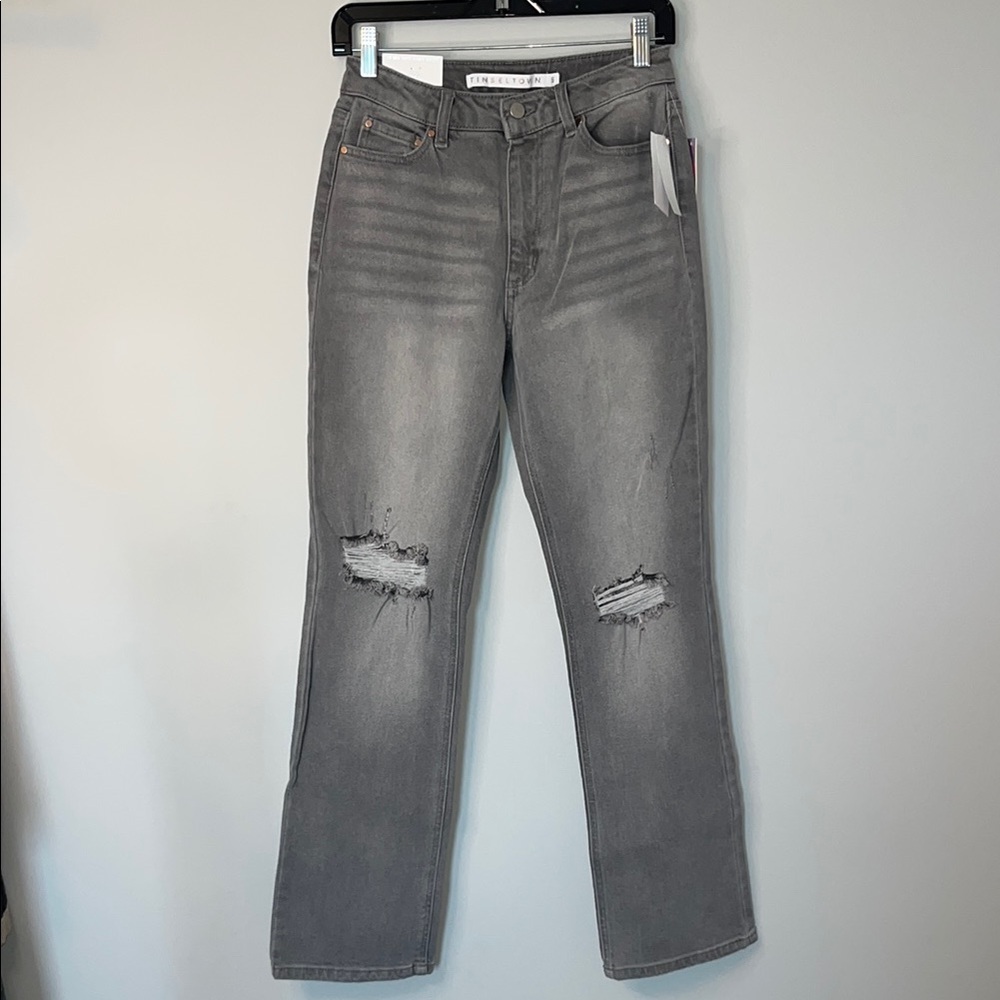 Tinseltown Gray High Rise Distressed Jeans